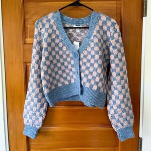 NWT Topshop Women’s Cropped Checkered Cardigan